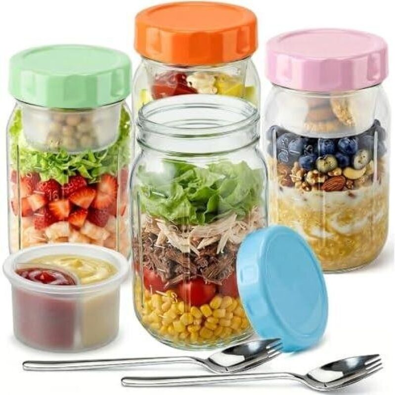 Glass Lock Mason Jar Salad Containers - 57% OFF