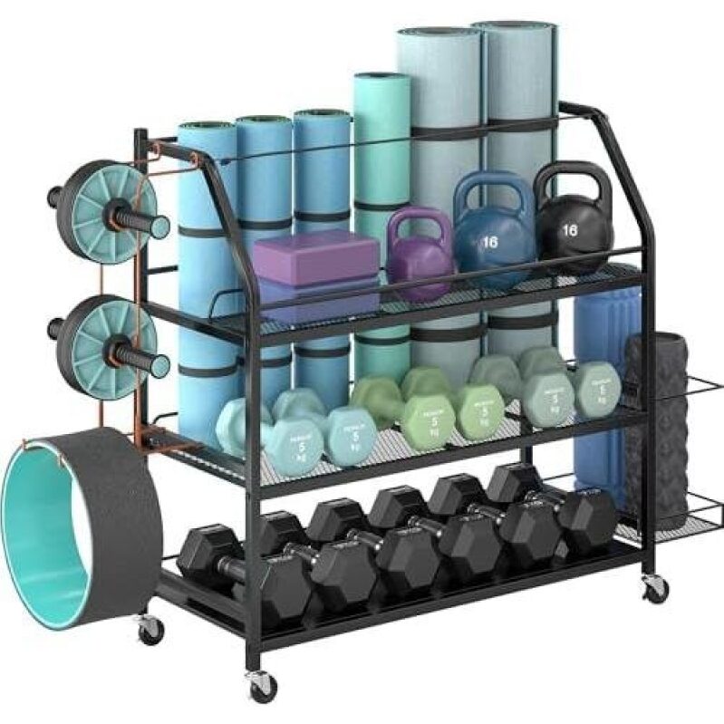 Efficient 4-Wheel Dumbbell Rack for Home Gyms - 56% OFF
