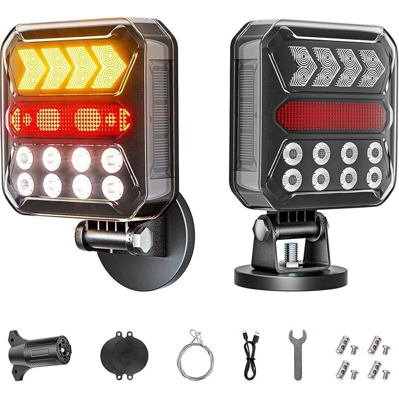 Eco-Friendly Solar Wireless Trailer Lights with USB-C Fast Charging