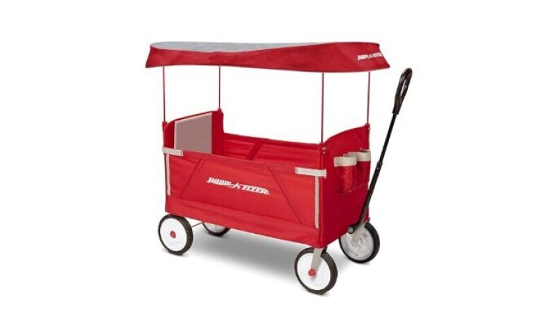 Radio Flyer 3-in-1 EZ Fold Wagon with Canopy for Kids - Smart, Durable, and Multi-functional