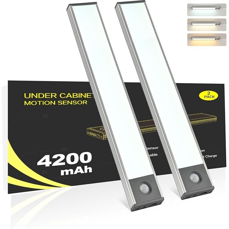 Flamwild 4200mAh 11-in Motion Sensor Under Cabinet Lighting 2pk - Long-lasting, Smart Lighting