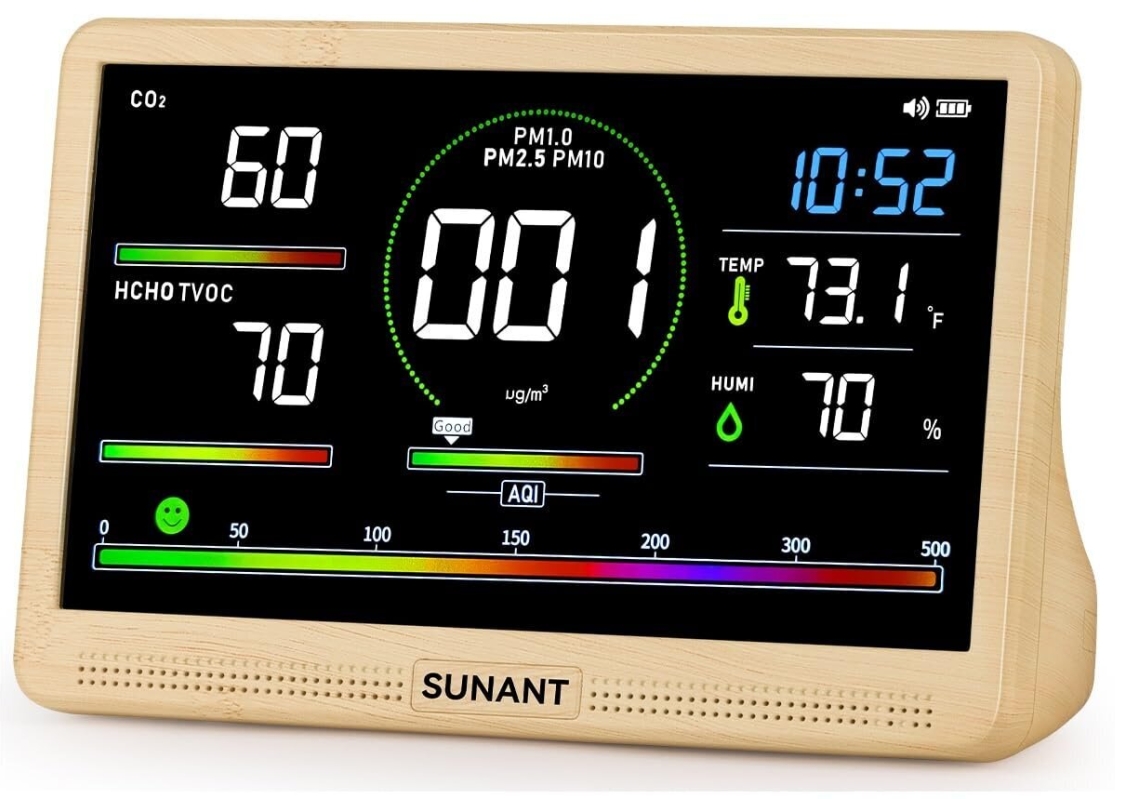 SUNANT 16-in-1 7-inch Air Quality Monitor - Advanced Indoor Air Monitoring