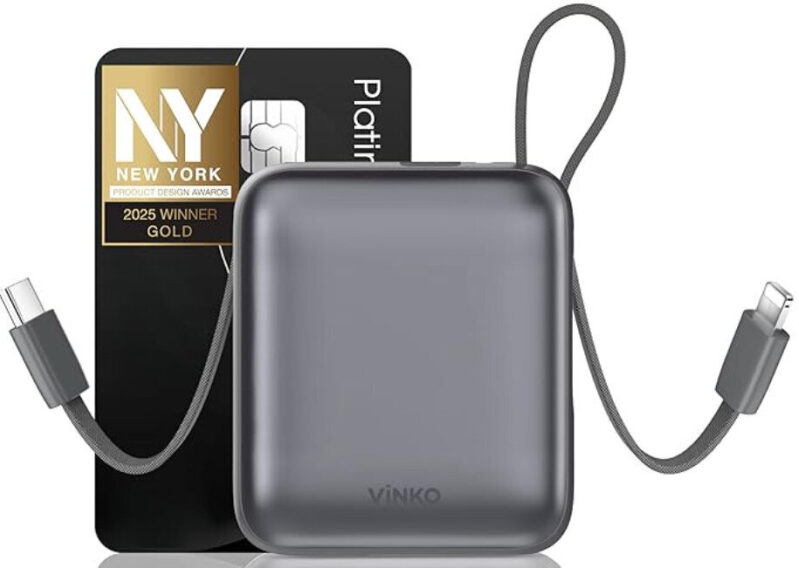 10000mAh Portable Power Bank with Built-in Cable - Prime Exclusive $17.99