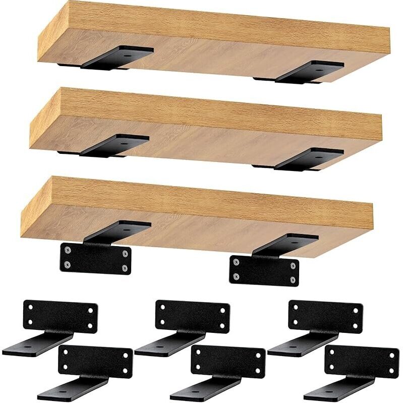 6-Pack Heavy Duty Floating Shelf Brackets - Ultimate Support for Shelves