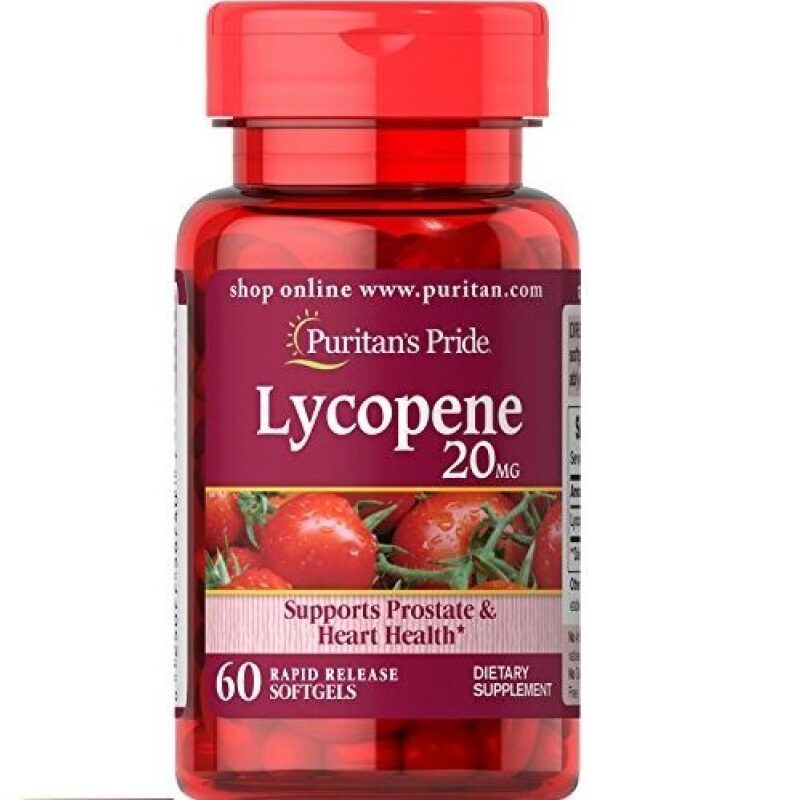 Puritan's Pride Lycopene 20mg, 60 Rapid Release Softgels - Prostate & Heart Health Support