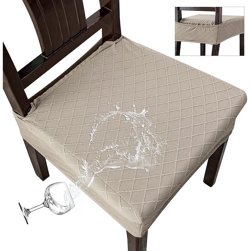 Genina Waterproof Seat Covers for Chairs 6pcs - Fashionable Jacquard Design, Durable and Easy to Clean