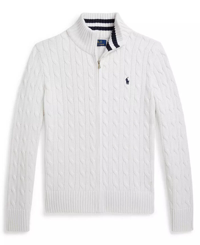 Polo Ralph Lauren Boys' Cotton Cable Knit Full Zip Sweater