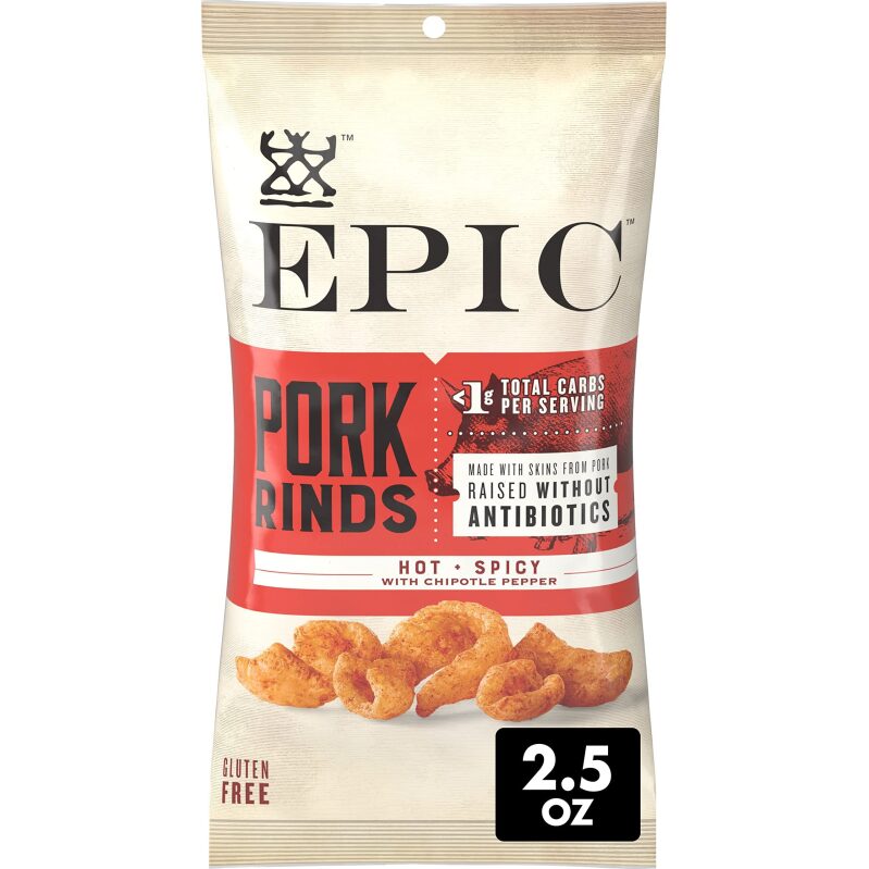 EPIC Pork Rinds Hot and Spicy Chipotle Pepper Friendly Snack