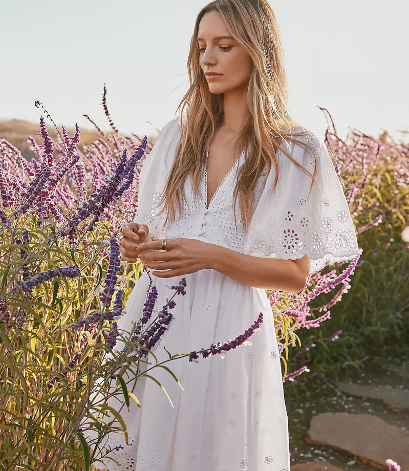 LOFT Pure Cotton Eyelet Embroidered Dress - 41.98 USD Post-Discount