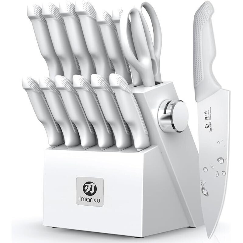 Imarku 14pc Stainless Steel Knife Set with Block - Precision and Longevity