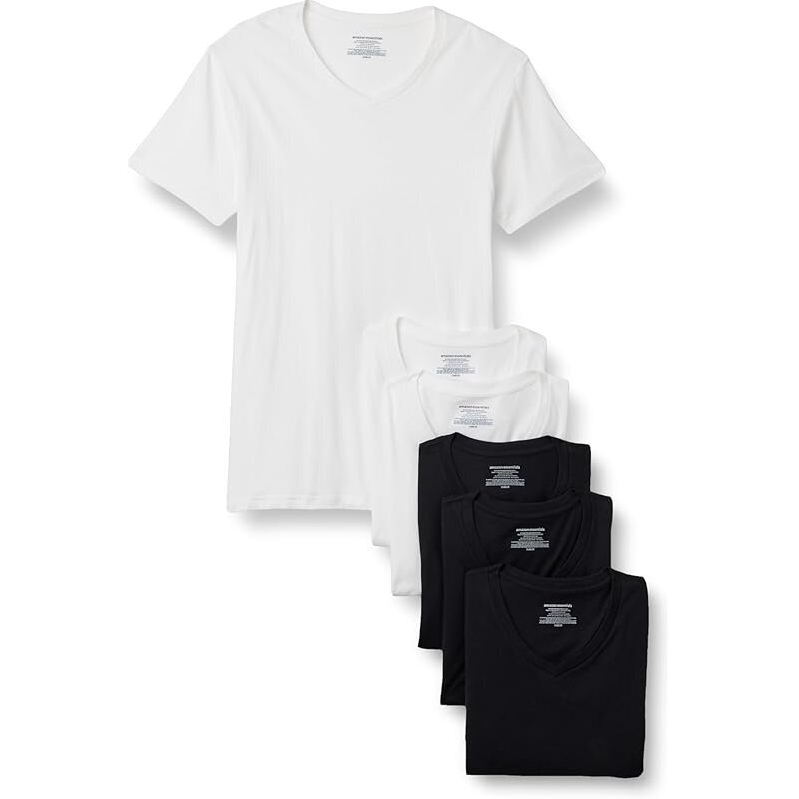 Amazon Essentials Men's V-Neck Undershirt, Pack of 6