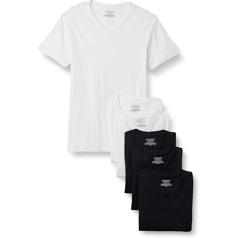 Amazon Essentials Men's V-Neck Undershirt, Pack of 6
