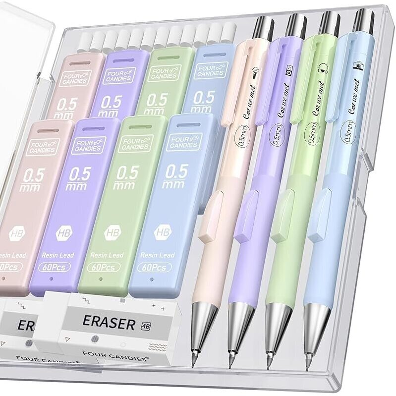 Four Candies 4-Piece Mechanical Pencil Set - High-Quality, Durable, and Versatile