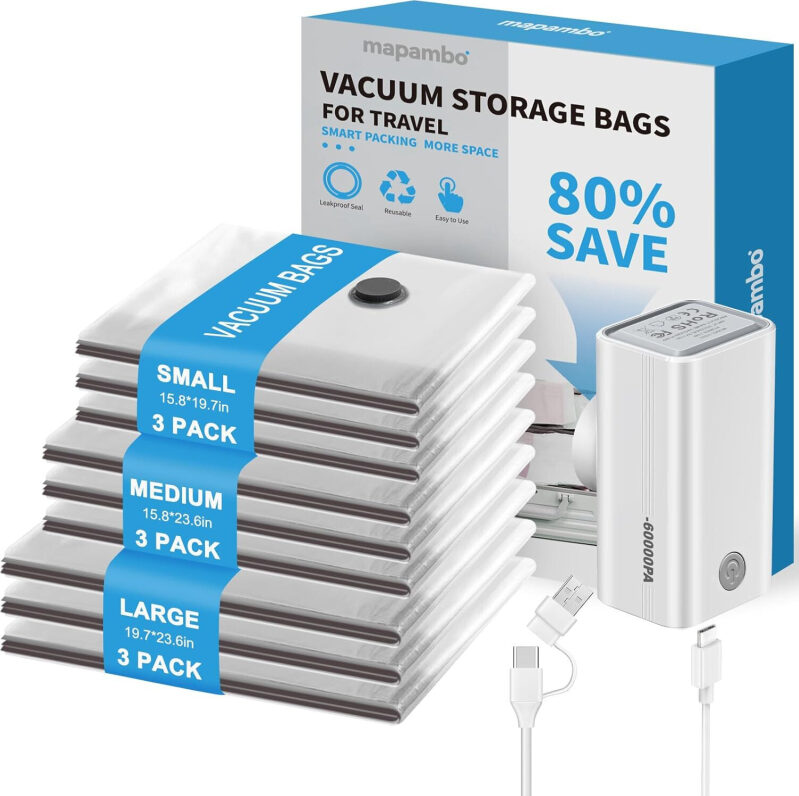 USB Electric Vacuum Pump + 9-Piece Travel Storage Bags