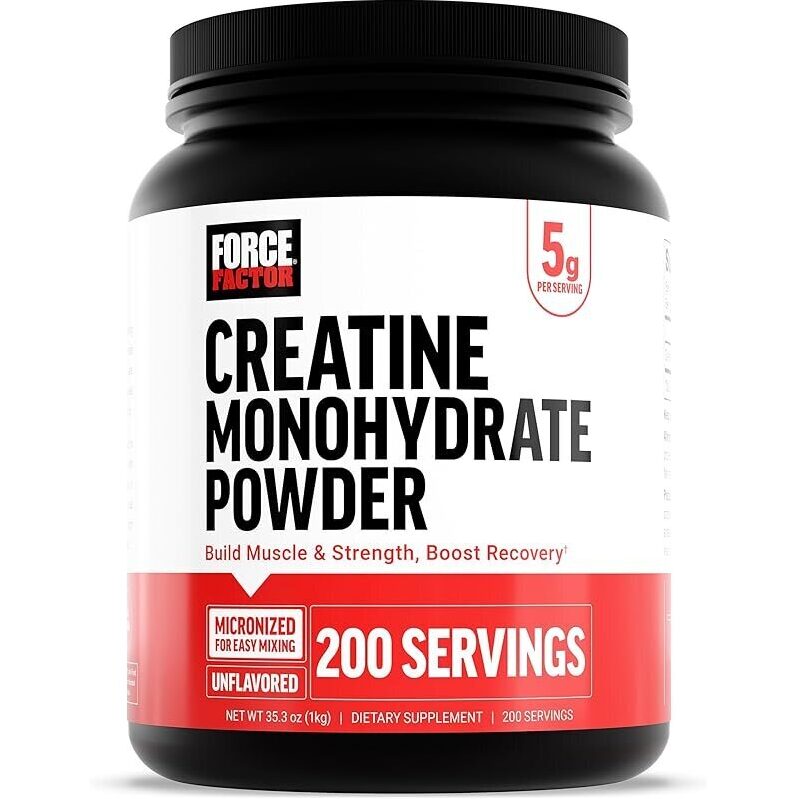 Force Factor Creatine Monohydrate Powder - 200 Servings for Enhanced Muscle Strength and Recovery
