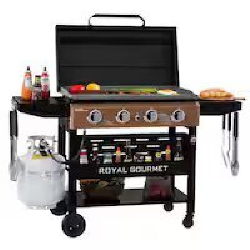 Royal Gourmet 4-Burner Propane Gas Griddle with Hood - Premium Outdoor Cooking