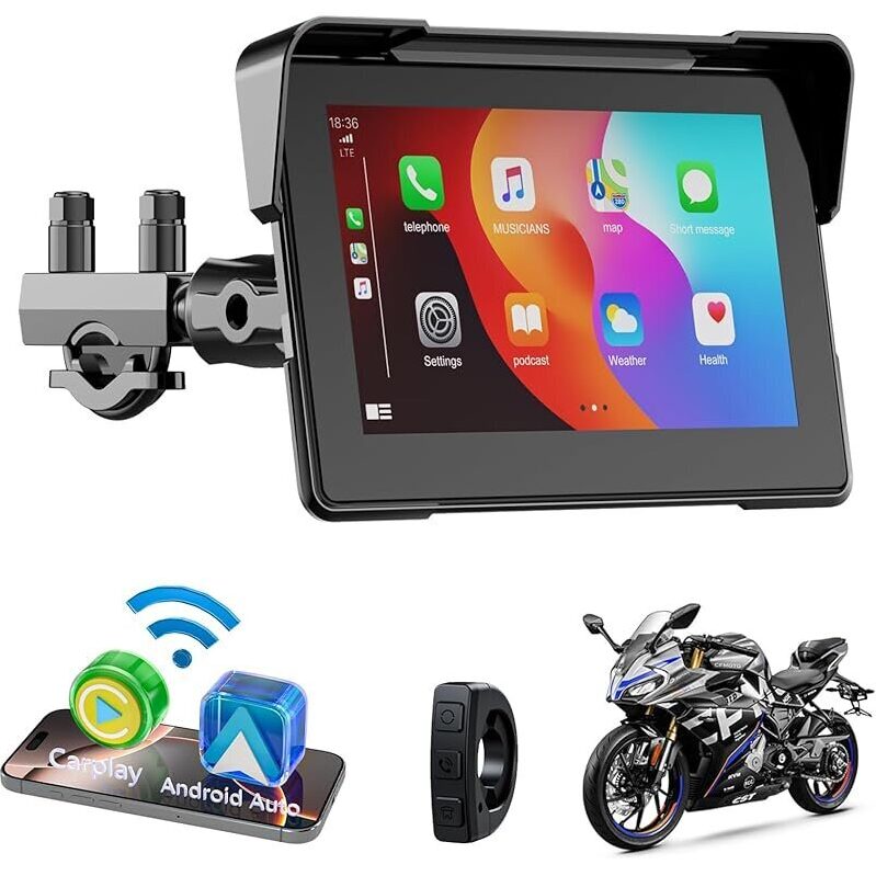 Accfly 7-inch Motorcycle CarPlay Screen - Ideal for Motorcycle Riders