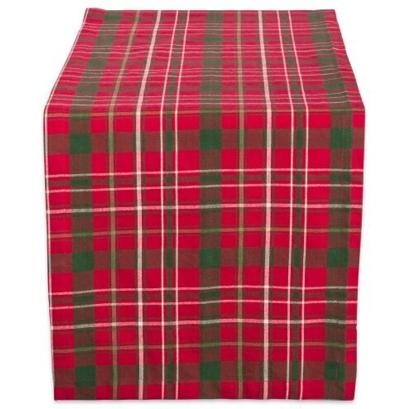 DII Holiday Tablecloth - Checkered Wintergreen 14x108