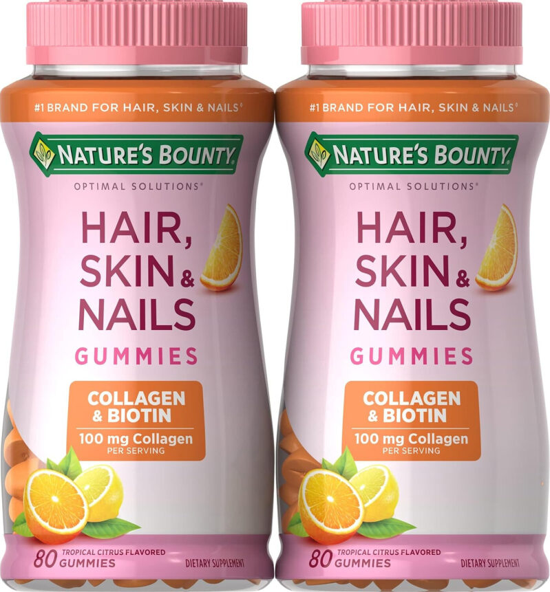 Nature's Bounty Biotin & Collagen Gummies - 160 Gummies for Hair, Skin & Nails