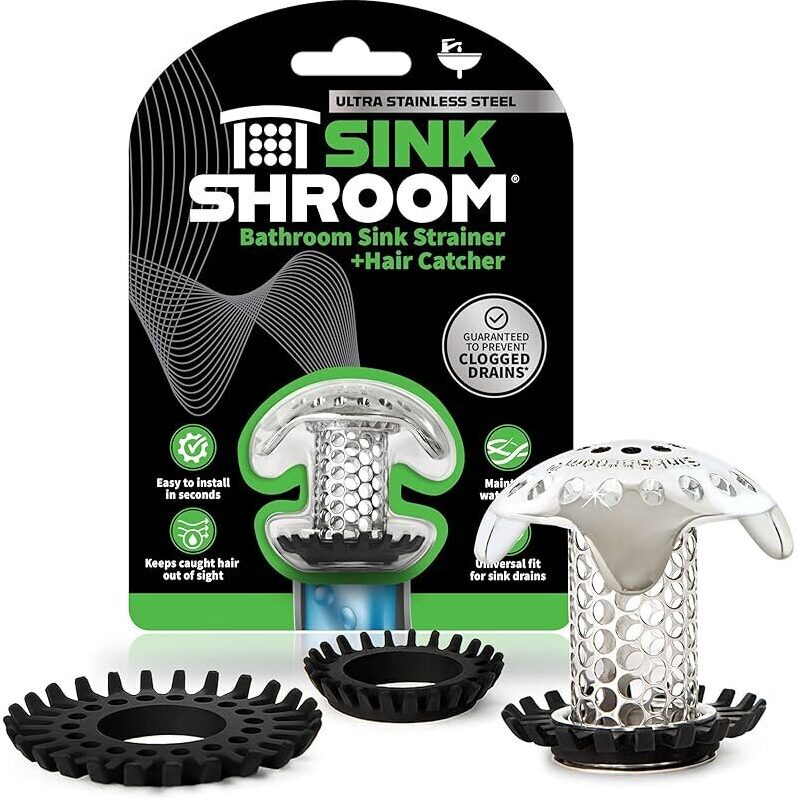 SinkShroom Ultra Stainless Steel Bathroom Sink Strainer - Keep Hair Out of Drain