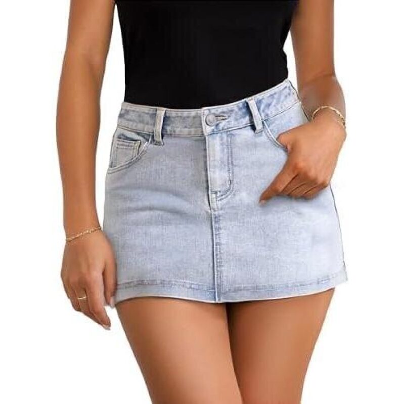Light Wash Mini Denim Skirt - 53% Off