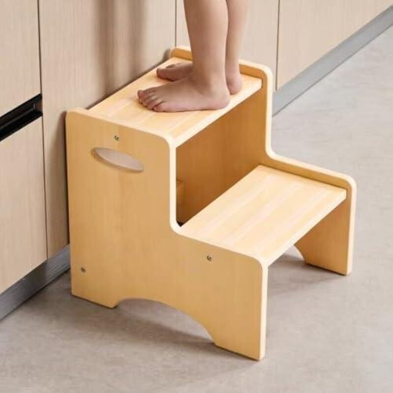 Wooden Step Stool with Anti-Slip Mat - Perfect for Kids