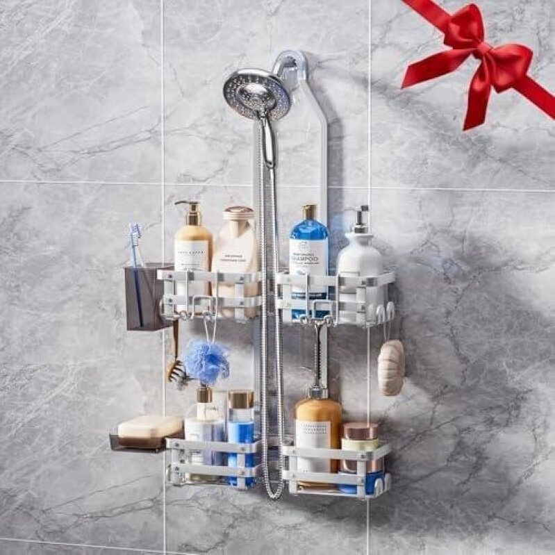 Aluminum Shower Caddy with 10 Hooks - 65% Off