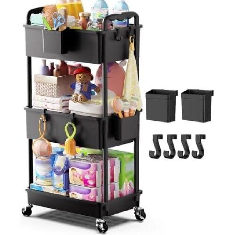 Multi-Tier Storage Cart with Locking Wheels - Perfect for Diapers and More