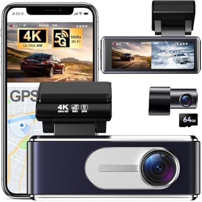 4K Dual Cam Dash Cam with 64GB GPS - 65% Discount
