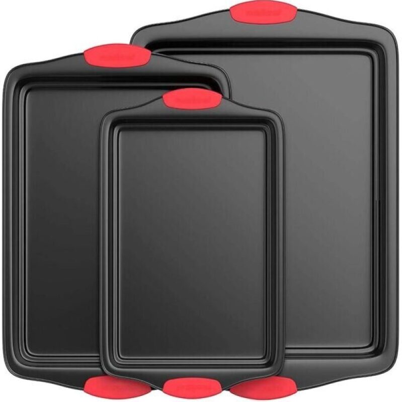 NutriChef Non-Stick Kitchen Oven Baking Pans-Deluxe & Stylish Nonstick Gray Coating Inside Outside 61%OFF
