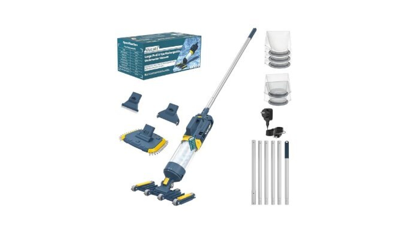 Vucaki 5-in-1 Handheld Pool Vacuum with 10.8FT Telescopic Pole – Ideal for Inground & Above Ground Pools and Spas