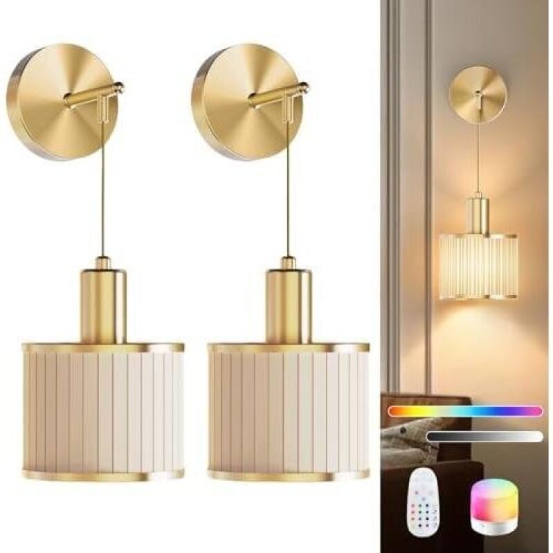 Elegant Brass Wall Lamps with Remote Control - 49% Off