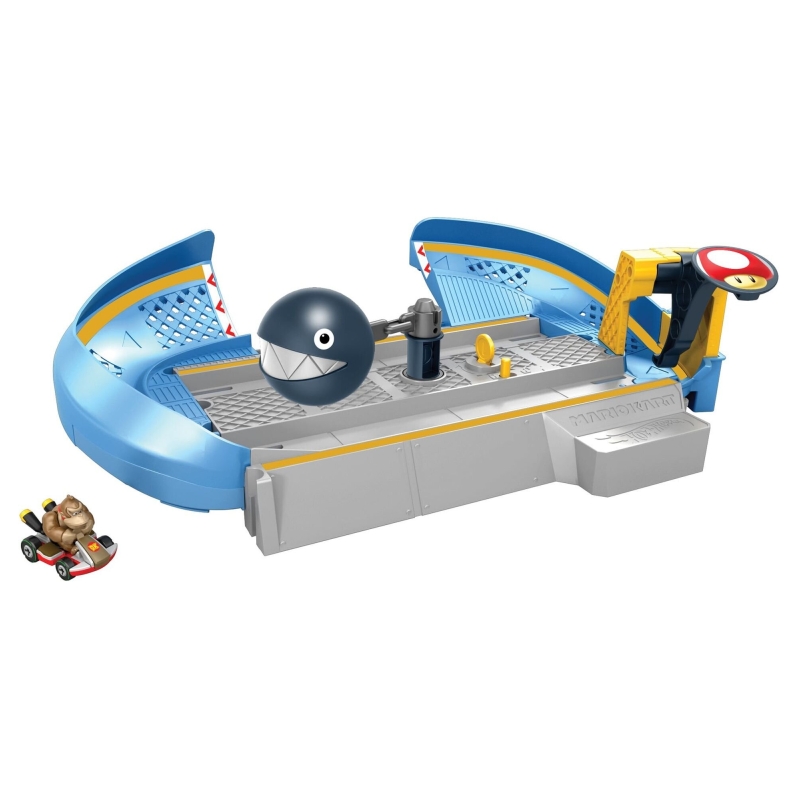 Hot Wheels Mario Kart Chain Chomp Track Set w/Mario Kart Vehicles