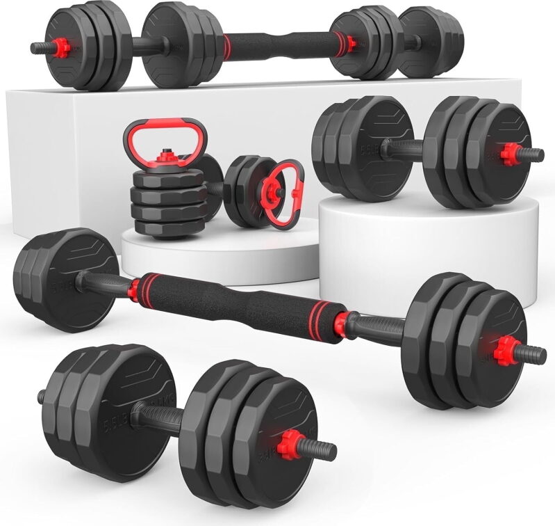 70lbs Free Weight Set with Connector - Premium Home Gym Equipment