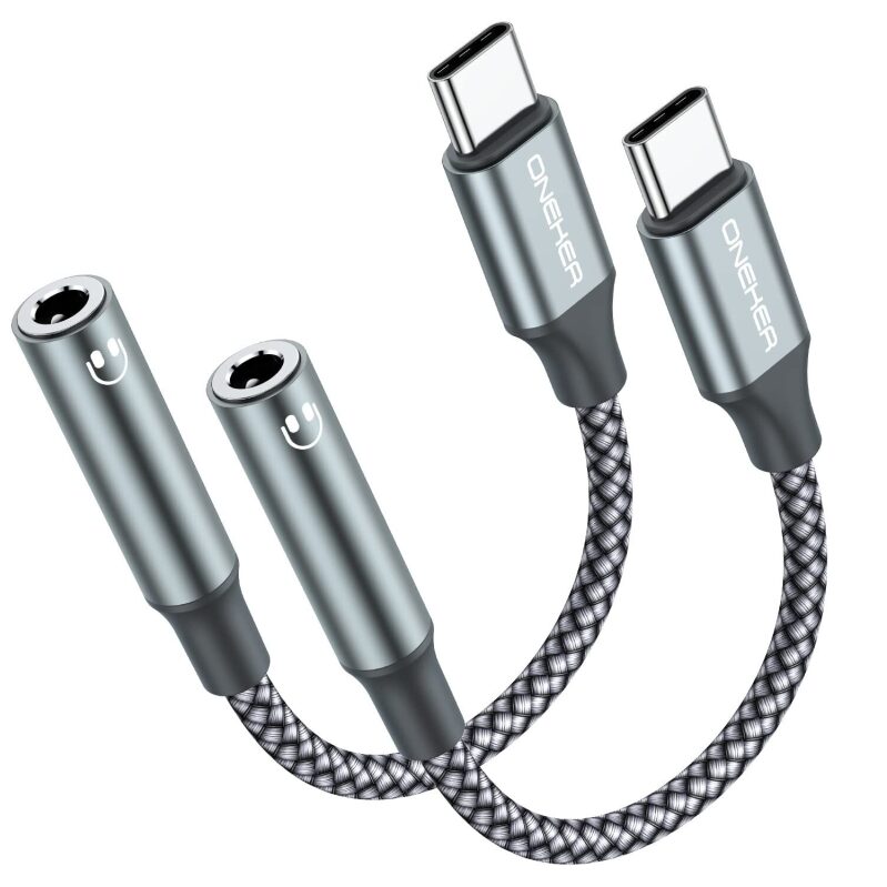2-Pack OneKer USB Type C to 3.5mm Headphone Jack Adapter
