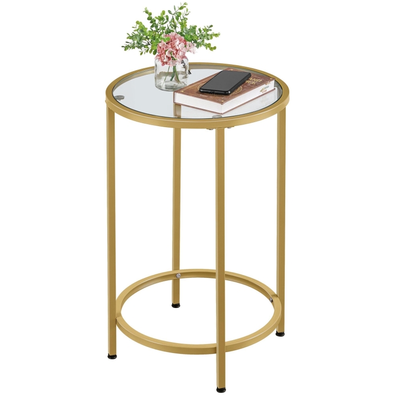 Yaheetech Glass End Table - Modern Accent Table for Living Room