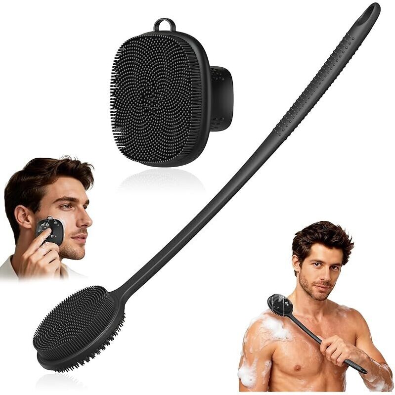 VWMYQ Silicone Shower Kit: Facial Brush & Back Scrubber Set