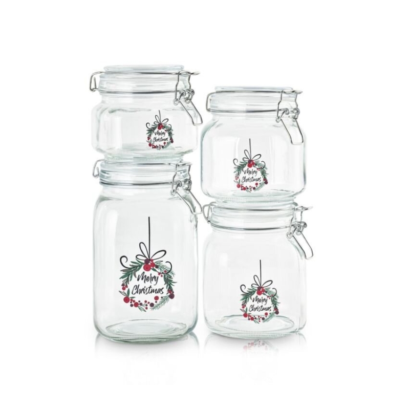 Art & Cook Holiday Collection 4-Pc. Preserve Jar Set: Holiday-Themed, Versatile Storage