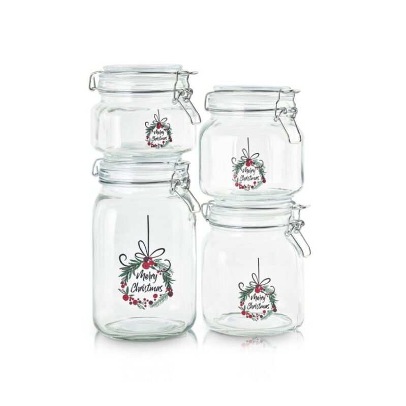Art & Cook Holiday Collection 4-Pc. Preserve Jar Set: Holiday-Themed, Versatile Storage