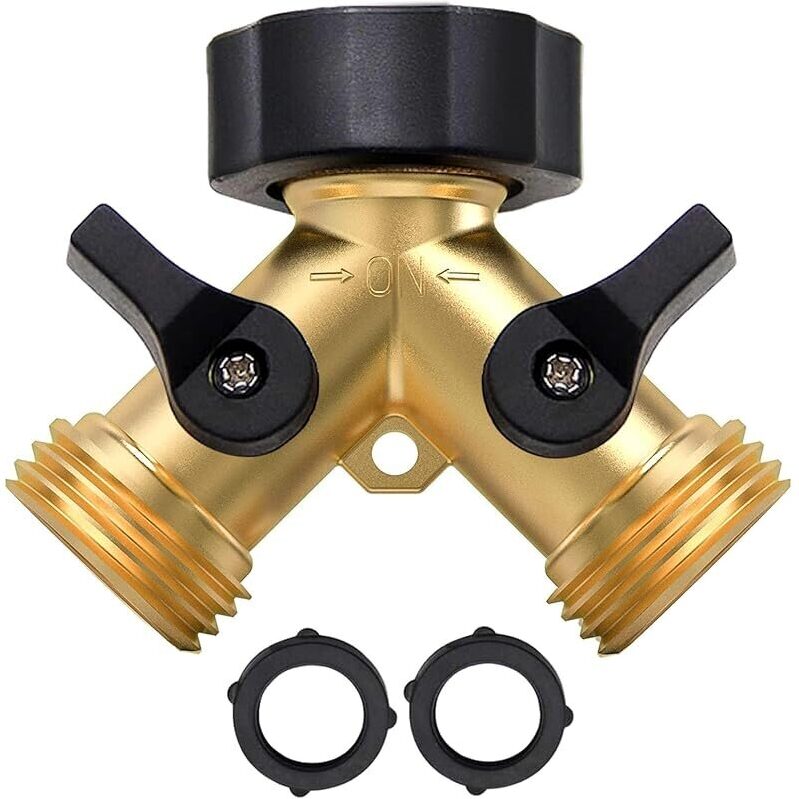 Durable 2 Way Garden Hose Splitter - Premium Brass