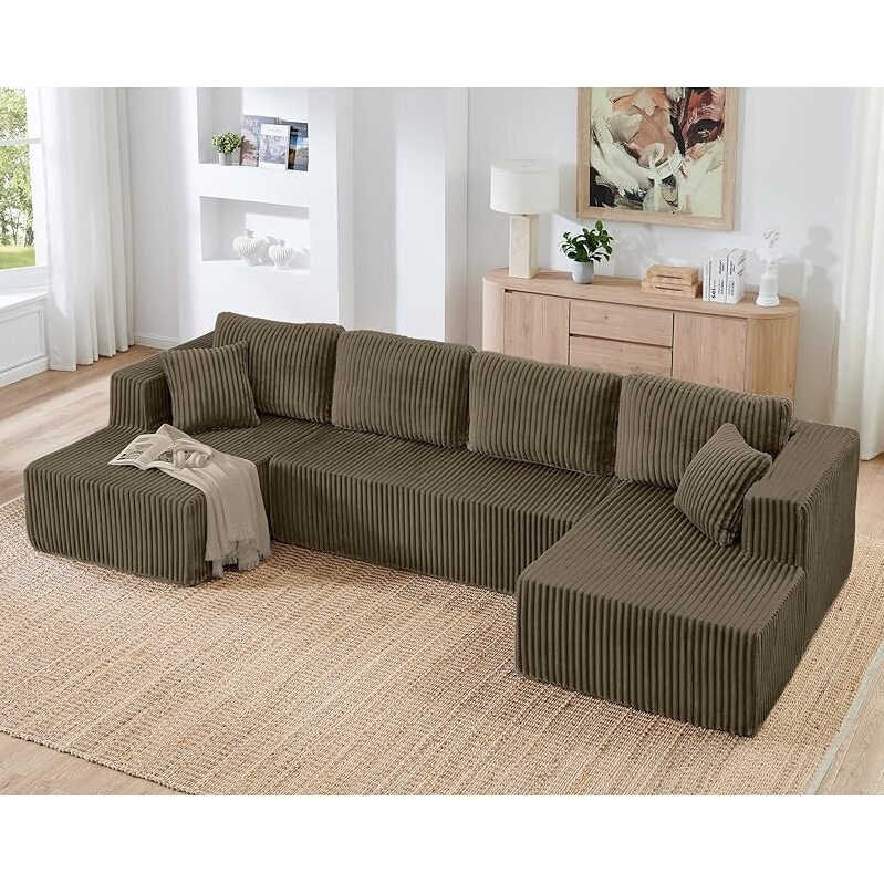 132-in U Shape Modular Sectional Sofa: Cloud-like Comfort for Ultimate Relaxation