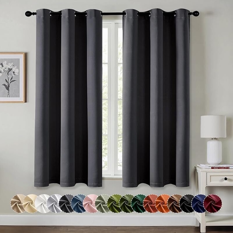 MIULEE Dark Grey Blackout Curtains for Bedroom - 40x63-inch Pair
