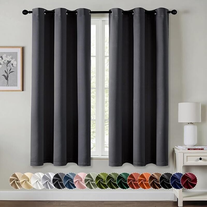 MIULEE Dark Grey Blackout Curtains for Bedroom - 40x63-inch Pair