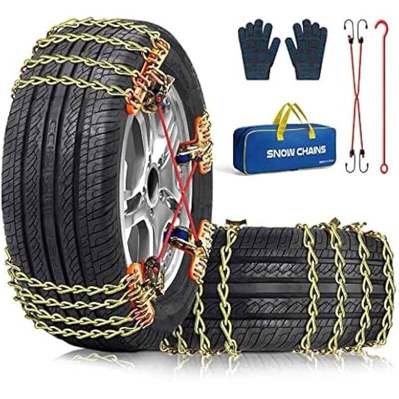 8 Pack Tire Snow Chains for Cars - Essential Winter Driving Safety
