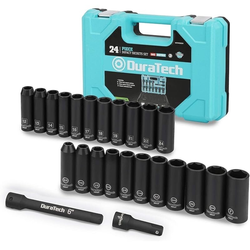 DuraTech 24-Piece Impact Socket Set with Hard Case - Ultimate Tool Organization
