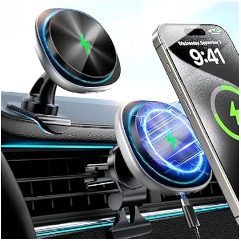 Likzest MagSafe Car Mount Charger: Fast 15W Qi Charging for Your Smartphone