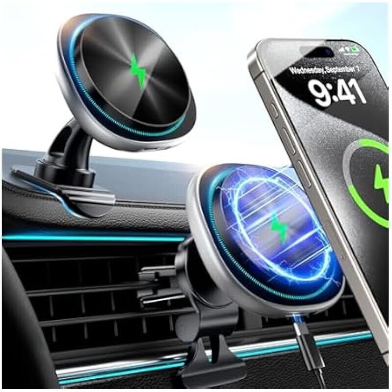 Likzest MagSafe Car Mount Charger: Fast 15W Qi Charging for Your Smartphone