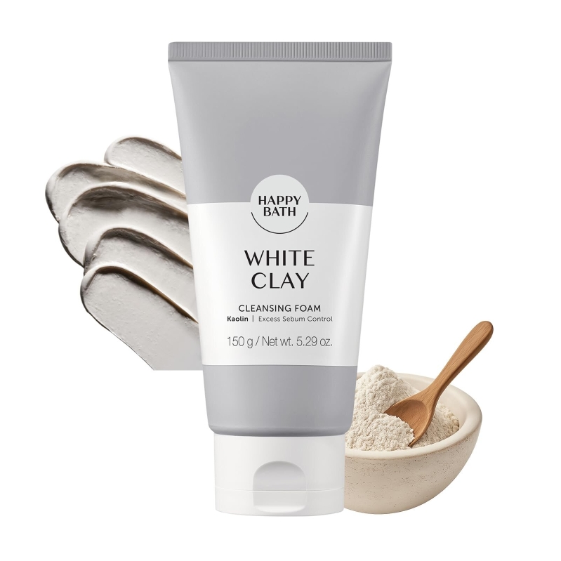 Happy Bath White Clay Facial Cleanser: Deep Cleansing & Sebum Control