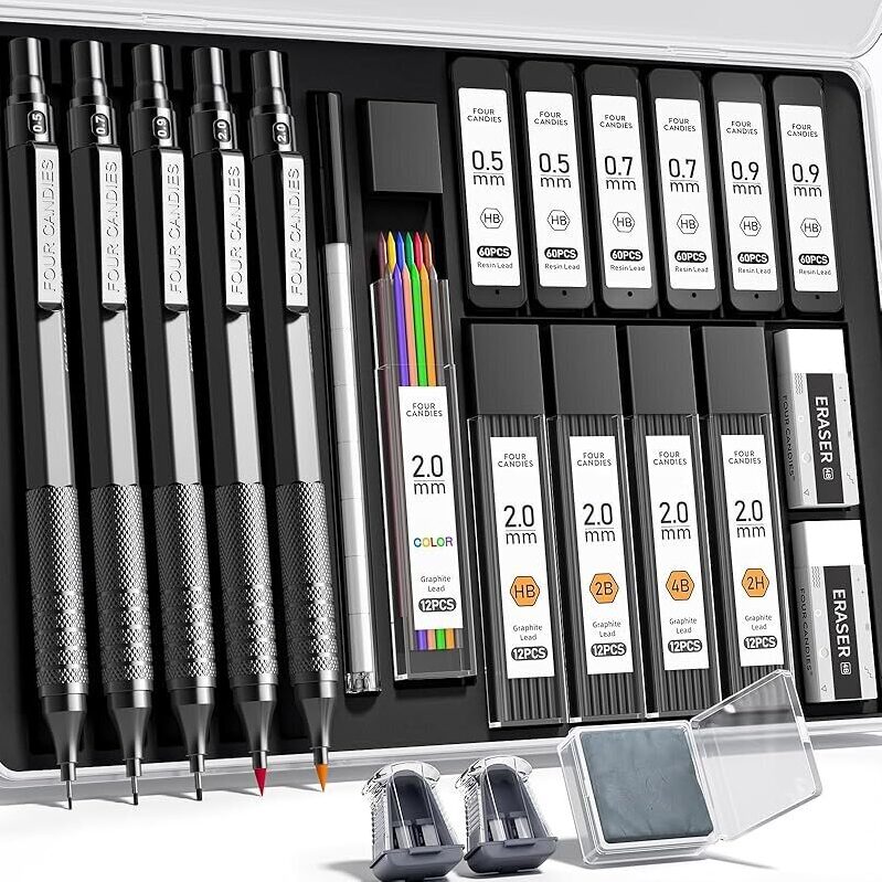 Five-Piece Four Candies Mechanical Pencil Set with 420pcs Leads