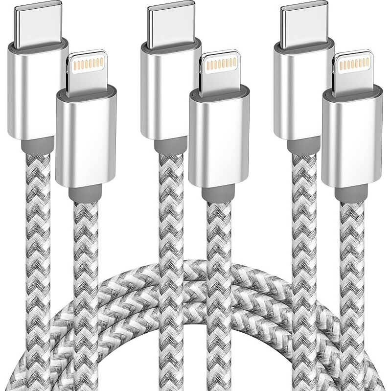 Durable 6FT USB-C to Lightning Cable (3-Pack) - Ideal for Daily Use